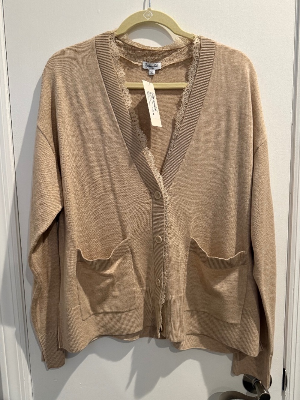 Splendid Frankie Lace Trim Cardigan – Wheat Heather NWT